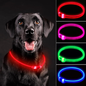 LED Dog Collar Rechargeable Light up Collars IP67 Waterproof for Night Walking Adjustable Reusable Safety Necklace for Small Medium Large Dogs in Red Pink Green Blue