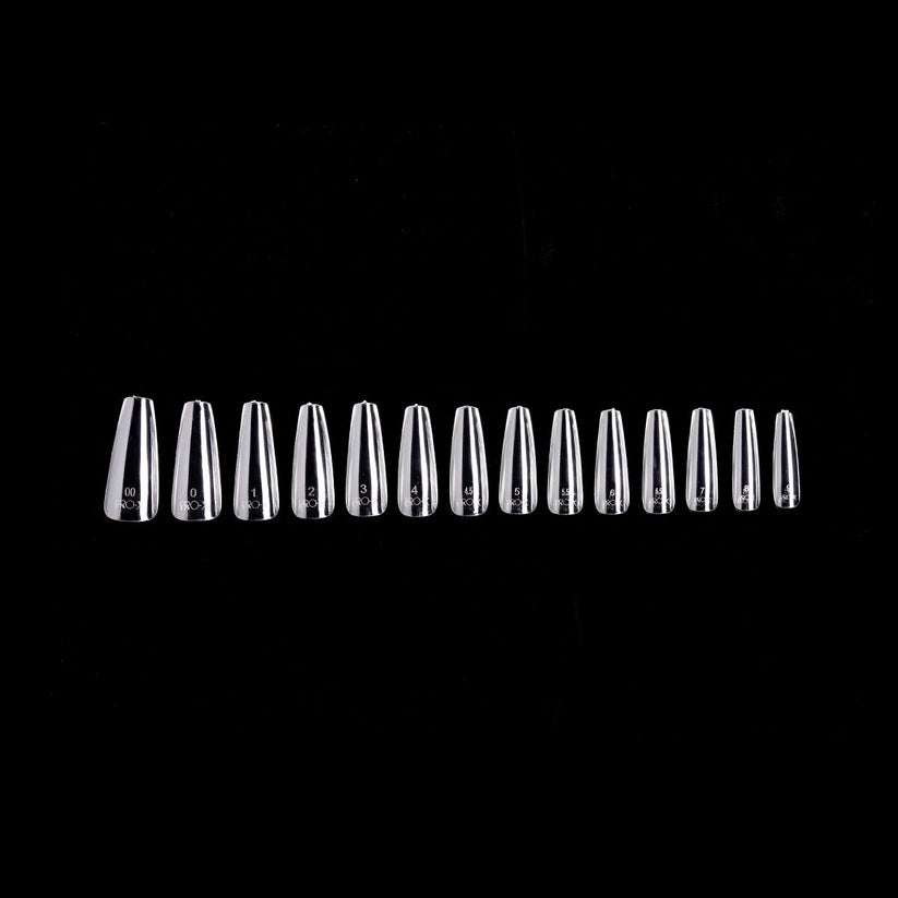PRO-X Soft Gel Nail Tips 15 - Natural Coffin Long - 14 Sizes | 600pc