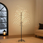Lilypelle LED Lighted Trees for Christmas Indoor and Outdoor Decoration, 5Ft Warm White Light Metal Twinkling Tree for Holiday Party Home Yard Patio Decor, 8 Lighting Modes and Waterproof