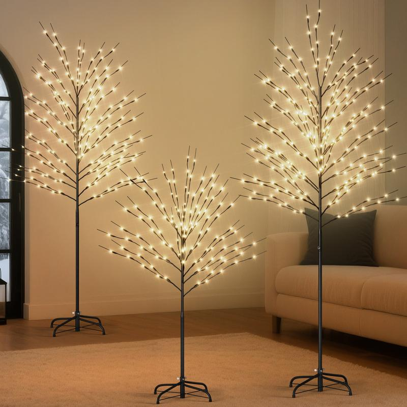 Lilypelle LED Lighted Trees for Christmas Indoor and Outdoor Decoration, 5Ft Warm White Light Metal Twinkling Tree for Holiday Party Home Yard Patio Decor, 8 Lighting Modes and Waterproof