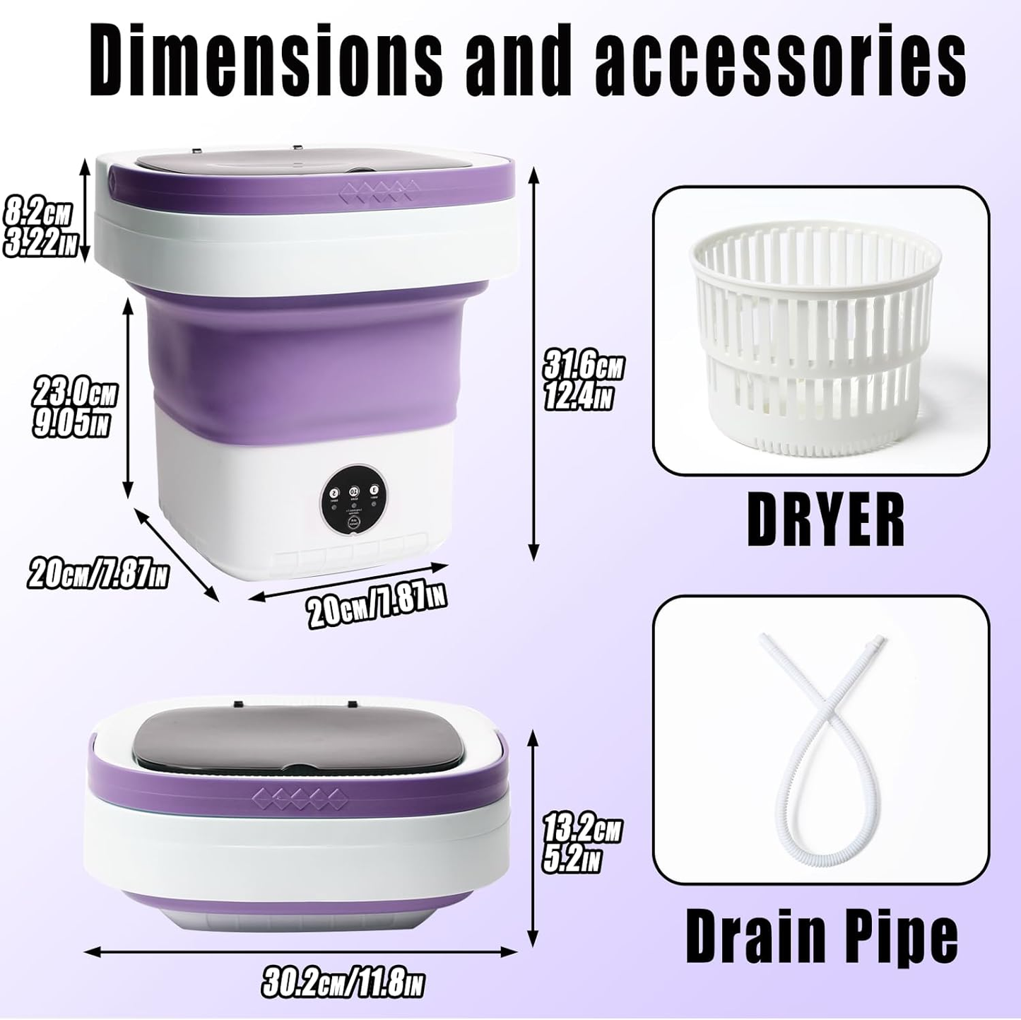 Mini Portable Foldable Washer - 16L Portable Washing Machine, Spin Dryer, Small Folding Washing Machine 3 Cleaning Modes for Baby Clothes/Intimate Apparel, for Travel, Home