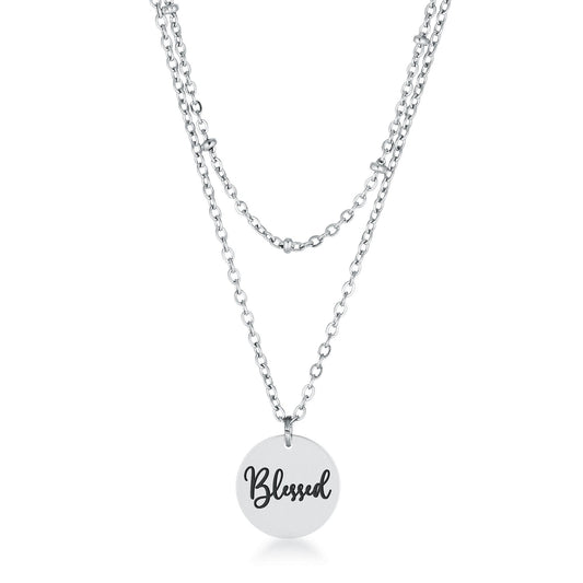 Delicate Silver Plated Necklace Blessed