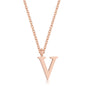 Elaina Stainless Steel V Initial Necklace