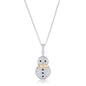 .35 ct CZ Two-Tone Snowman Pave Holiday Pendant