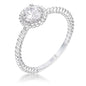 .45Ct Plated Mini Twisted Rope CZ Solitaire Ring