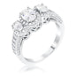 3-Stone Oval Cut CZ Halo Ring