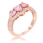 3-Stone Trillion Cut CZ Halo Pave Ring