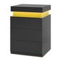 Sikaic Nightstand with Sliding Top Charging Station and LED Lights Furniture Bedroom Modern Design Bedside Table Drawer Home