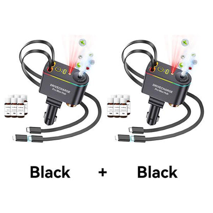 Smart Car Air Freshener & Essential Oil Diffuser with Intelligent Sensing and Mood Lighting - Retractable Charger & Starlight Aromatherapy Diffuser, Ideal Gift for Men& Travel