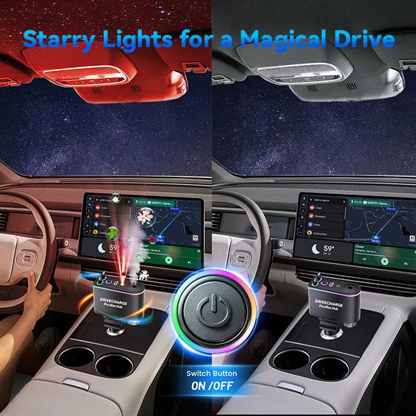 Smart Car Air Freshener & Essential Oil Diffuser with Intelligent Sensing and Mood Lighting - Retractable Charger & Starlight Aromatherapy Diffuser, Ideal Gift for Men& Travel