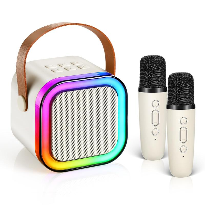Vibrant Pink Mini Karaoke Machine with 2 Wireless Microphones & LED Nightlight - Perfect Bluetooth Party Speaker!