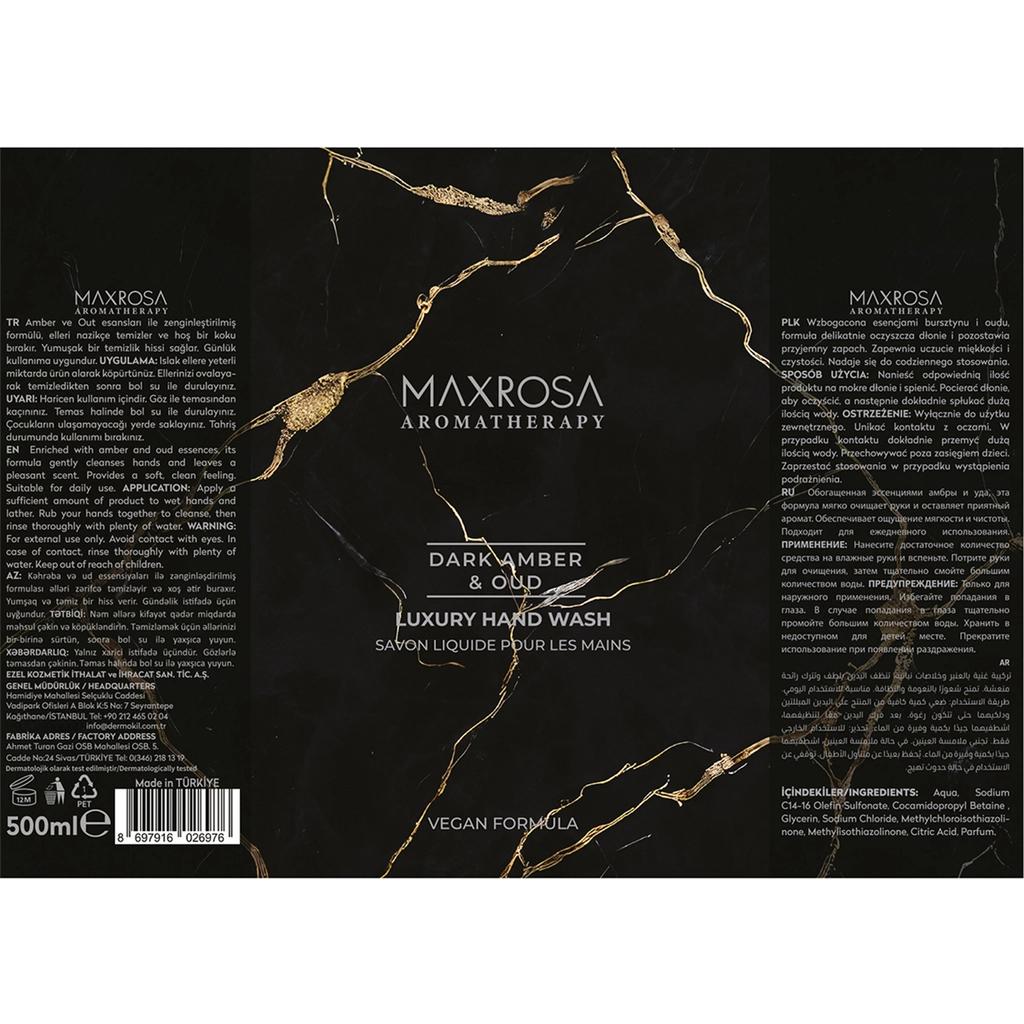 Maxrosa Liquid Soap Dark Amber & Oud Moisturizing Hand Wash 500 ml