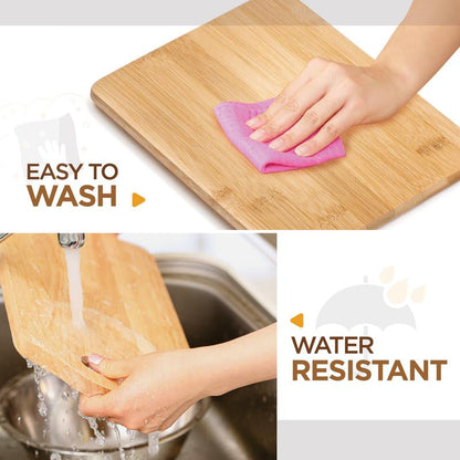 3-Piece Cutting Board Set - Bamboo Wood Chopping Boards with Built-In Hand Grips, Durable & Knife-Safe Wooden Boards for Kitchen Prep & Serving Lightweight