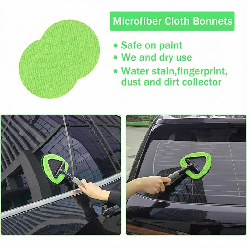 LEIBOO Windshield Cleaning Tool, Microfiber Car Window Cleaner with 3 Reusable and Washable Microfiber Pads and Extendable Handle - Christmas Gift!