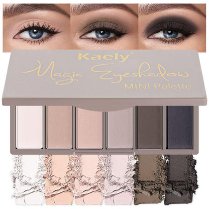 Kaely 6 Colors Mini Rose Pink Eye Shadow Palette Makeup, Mauve Plum Matte Shimmer Eyeshadow Palette for Older Women Highly Pigmented Waterproof, Paleta De Sombras De Ojos, Vegan & Cruelty-Free, 04