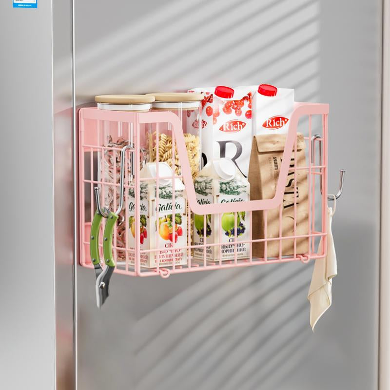 【Holiday Deals】San Dream Magnetic Shelf for Fridge Spice Rack Organizer Magnetic Fruit Basket for Refrigerator Laundry Organizer Spice Snacks Magnet Fridge Shelf-1Pc&2Pcs