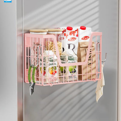 【Holiday Deals】San Dream Magnetic Shelf for Fridge Spice Rack Organizer Magnetic Fruit Basket for Refrigerator Laundry Organizer Spice Snacks Magnet Fridge Shelf-1Pc&2Pcs