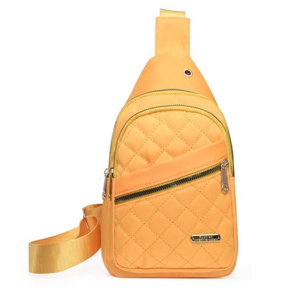 Solid Color Quilted Fanny Pack - Casual Zipper Chest Belt Bum Bag, Adjustable Sling Bag for Daily Use, Lightweight & Waterproof