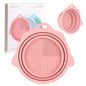 Foldable Silicone Makeup Brush Cleaner Bowl -  Portable Cleaning Tool for Brushes, Powder Puffs, and Sponges (Pink)