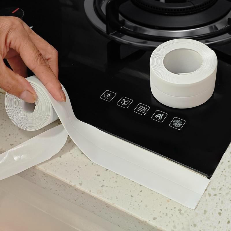 White Waterproof Caulk Tape 3.2M Self-Adhesive Sealing Tape for Bathroom Kitchen Sink Toilet Tub Edges Easy Application & Durability
