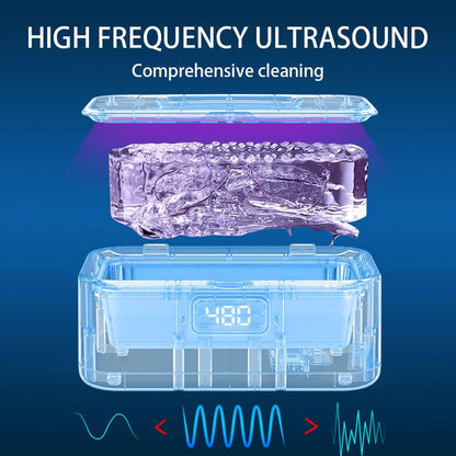 Ultrasonic Jewelry Cleaner 50Khz 24Oz 304 Stainless Steel Tank Digital Timer 5 Modes for Jewelry Eyeglasses Rings Watch Strap Dentures Gift Efficient Deep Cleaning