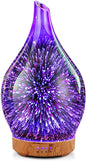 Porseme 280Ml Essential Oil Diffuser 3D Hand-Blown Glass Aroma Diffusor, Aromatherapy Unltrasonic Cool Mist Deffuser, 7 Color Changing Humidifier, Waterless Shut-Off, Timer Function for Home Office