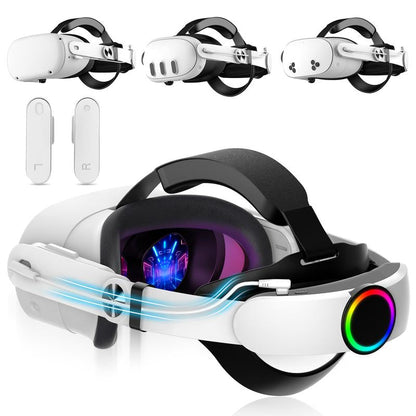 Hurra 10000Mah Head Strap with Battery Compatible with Meta/Oculus Quest 2/3/3S, 20W Fast Rechargeable Elite Strap Extend 6-8H Playtime, RGB Battery Pack VR Head Strap Accessories