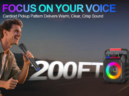 Socodox Karaoke Machine for Adults & Kids Portable Bluetooth 5.2 Speaker with 2 Wireless Microphones RGB Lights AUX USB TF AUX Home PA System for Family Party Outdoor Fun