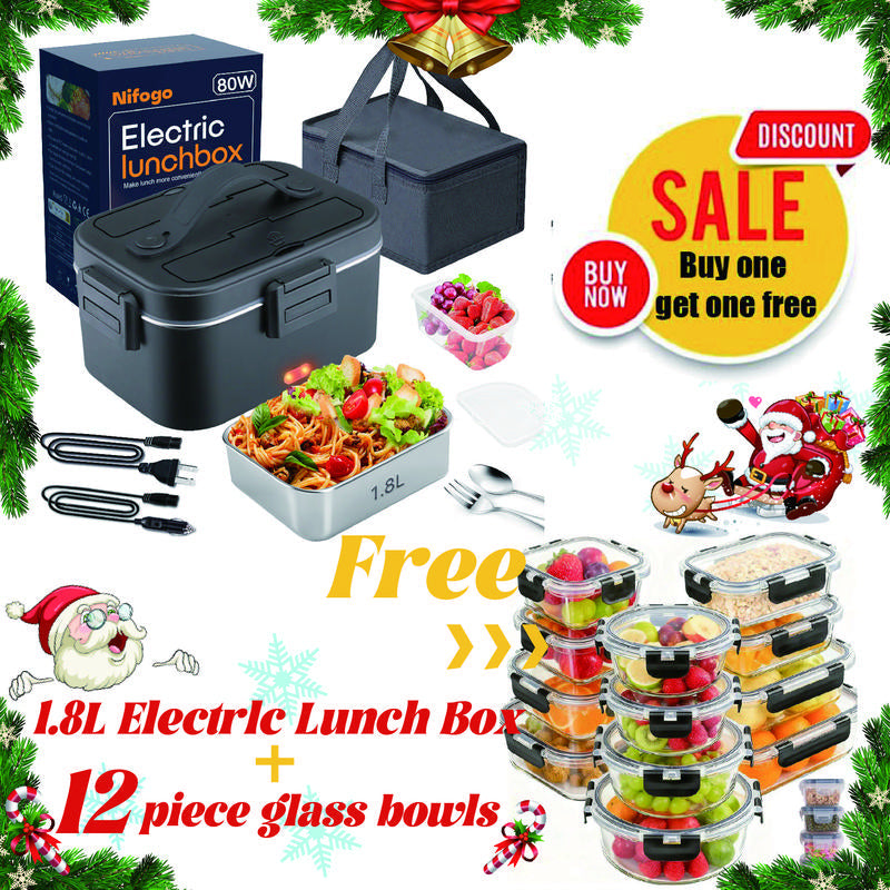 Electric Lunch Box Food Heater 80W，12V/24V/110V Self Heating Lunchboxfor Work/Car/Truck with Insulated Bag，1.5/1.8L,Dealsforyoudays