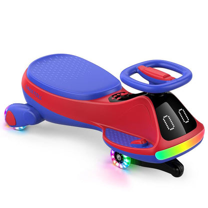Umatoll 12V Electric Wiggle Car with Digital Display Screen, Pedal & RGBIC LED Lights, Ride on Toys, Bluetooth, Birthday Gifts