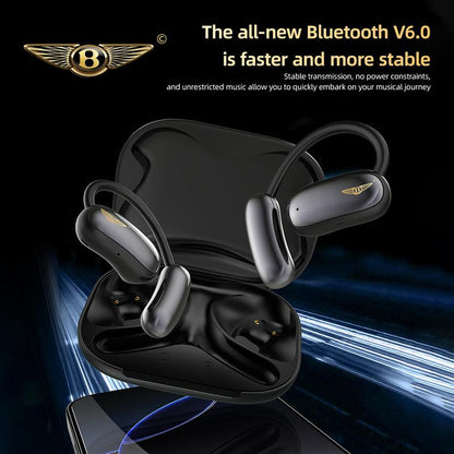Bentley Bluetooth 6.0 Headphones Open-Ear Waterproof Wireless Hi-Fi Audio with Noise Cancellation & Sporty Design Ideal for Office Sports Study and Audio Calls Gift Box Packaging