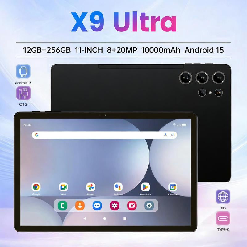 W&O 2026 New X9 Ultra 10.1-Inch Screen Android Tablet | 12GB+256GB Storage | 8000Mah Battery | 5G + Dual Wifi | 5+16MP HD Cameras | for Study/Work/Entertainment