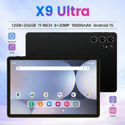 W&O 2026 New X9 Ultra 10.1-Inch Screen Android Tablet | 12GB+256GB Storage | 8000Mah Battery | 5G + Dual Wifi | 5+16MP HD Cameras | for Study/Work/Entertainment
