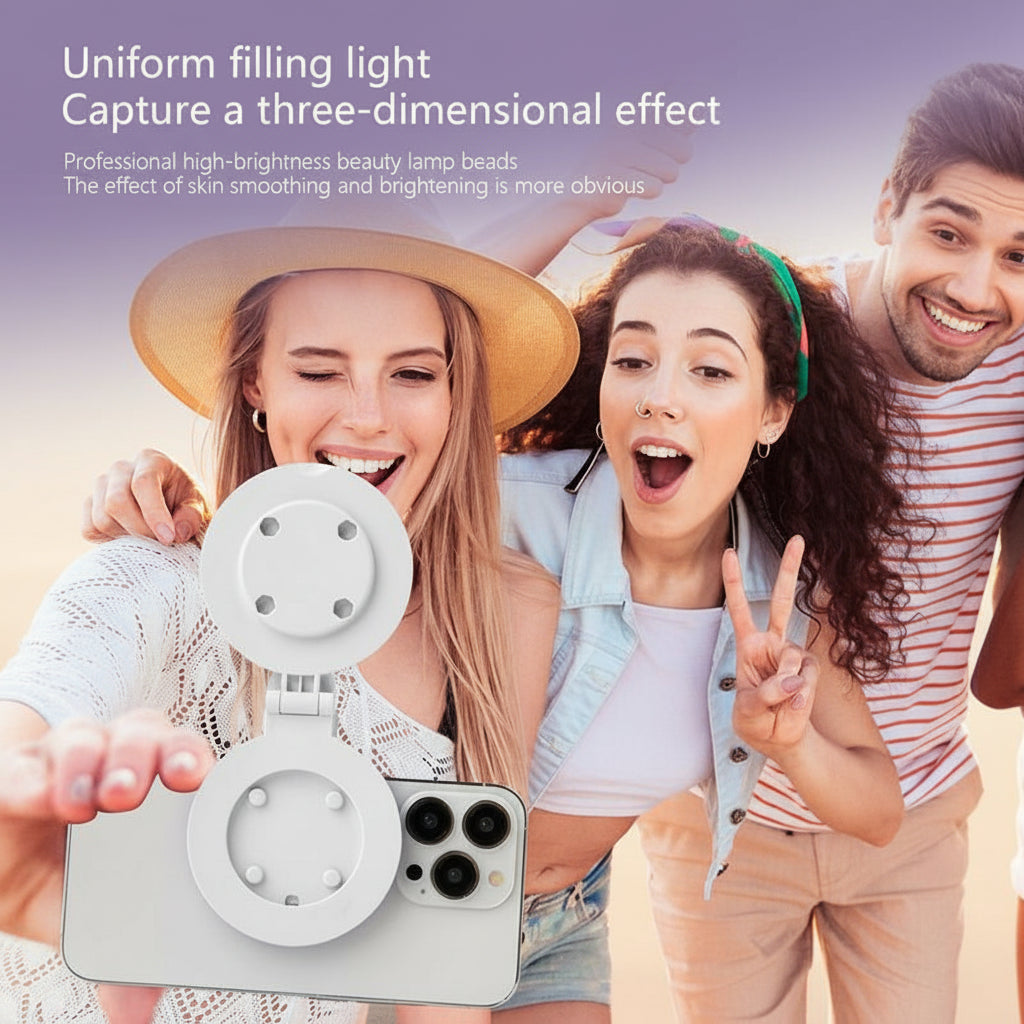 360° LED Ring Light with Mirror & Phone Holder ，3-In-1 Rechargeable Makeup Light for Live Streaming, Video Calls, Selfie (Portable, 3 Color Temperatures, Foldable),Halloween,Halloween Makeup