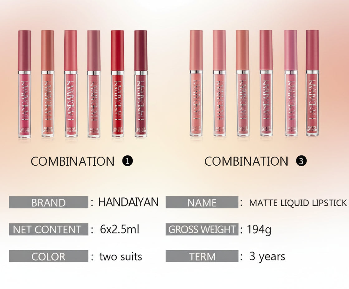 6Pcs Nude Matte Liquid Lipstick Set, Waterproof Long Lasting Non-Stick Cup Nude Lipstick 24 Hour Not Fade Matte Lipstick Professional Lip Gloss Makeup Christmas Gifts for Women (Set A)