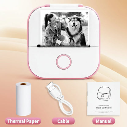 -Portable Mini Thermal Printer, T02 Pocket Label Printer, DIY Self-Adhesive Sticker Label Machine, Various Paper