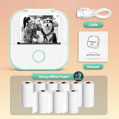 -Portable Mini Thermal Printer, T02 Pocket Label Printer, DIY Self-Adhesive Sticker Label Machine, Various Paper