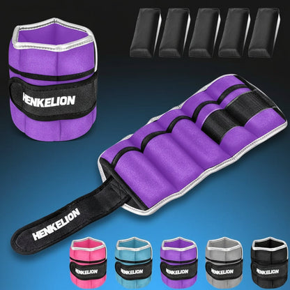 1 Pair 2 3 5 10 Lbs Adjustable Ankle Weights for Women Men Kids, Strength Training Wrist and Ankle Weights Sets for Gym, Fitness Workout, Running, Lifting - Black Grey Pink Blue Purple