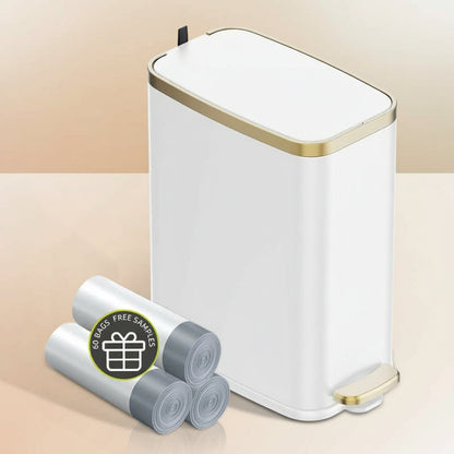 1.6 Gal Slim Bathroom Trash Can with Slow-Closed Lid, Step Pedal, 6L Stainless Steel Garbage Can with Removable Inner Bucket, Built-In Odor Filter, Small Wastebasket for Bathroom, Toilet, Home Office, Bedroom