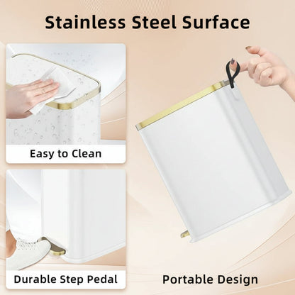 1.6 Gal Slim Bathroom Trash Can with Slow-Closed Lid, Step Pedal, 6L Stainless Steel Garbage Can with Removable Inner Bucket, Built-In Odor Filter, Small Wastebasket for Bathroom, Toilet, Home Office, Bedroom