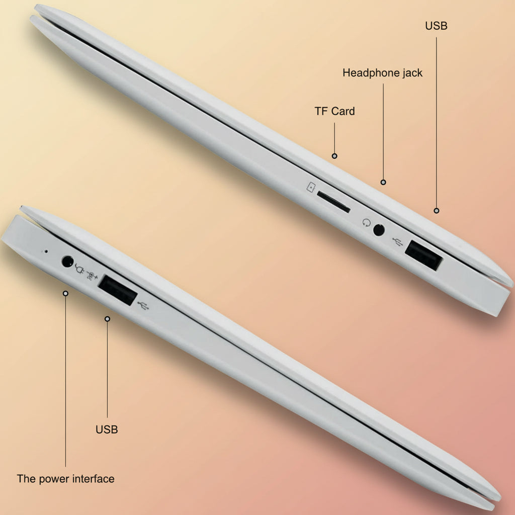 10.1" Inch Portable Kids Laptop Computer Powered by Linux-Android 12 OS, Bluetooth, Wi-Fi- White