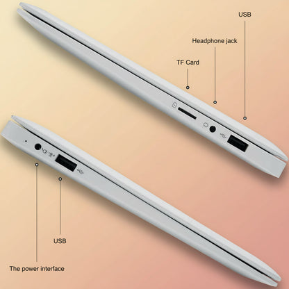 10.1" Inch Portable Kids Laptop Computer Powered by Linux-Android 12 OS, Bluetooth, Wi-Fi- White