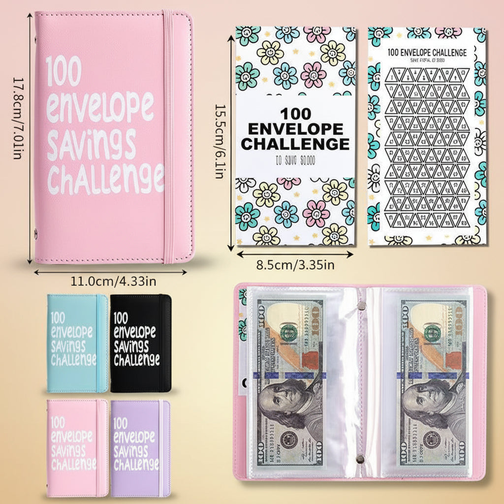 100 Days Saving Challenge Coin Envelope Budgetstorage Book - Binding Covers with Daily Savings Tracker,Habit-Forming System, and Cash Savings Goal of $5050Develop a Consistent Savings Habit
