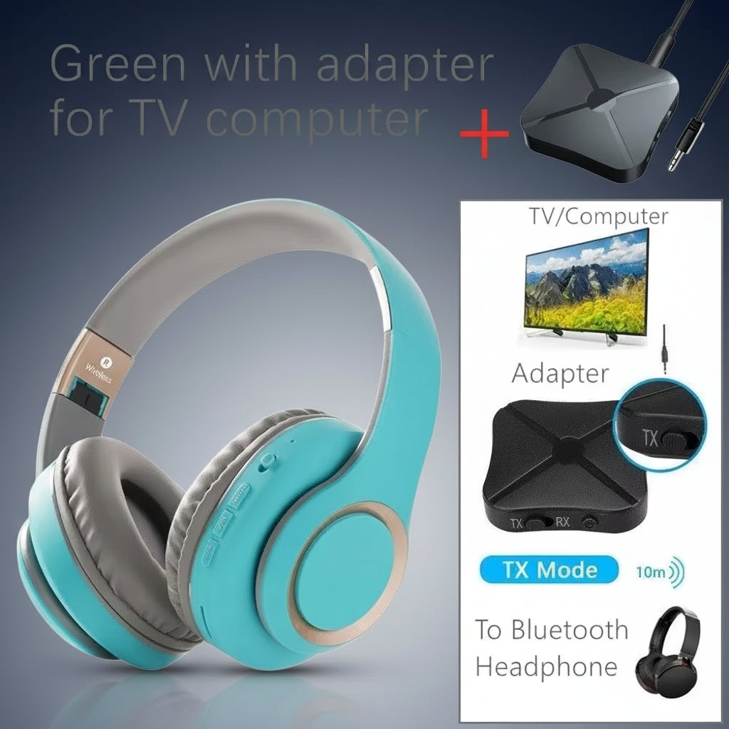 15 Hours Play Wireless Headset Bluetooth Television Headphone with Mic,Bluetooth Adapter Built-In Battery,For TV Computer