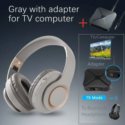 15 Hours Play Wireless Headset Bluetooth Television Headphone with Mic,Bluetooth Adapter Built-In Battery,For TV Computer