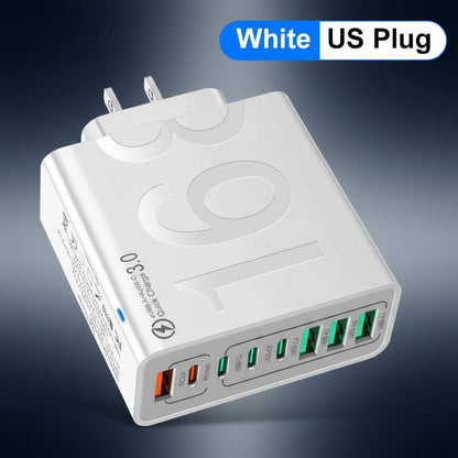 150W Multi Ports USB Charger Fast Charging Wall Adapter for Xiaomi Iphone Samsung Huawei PD Type C Travel Charger EU/US/KR Plug