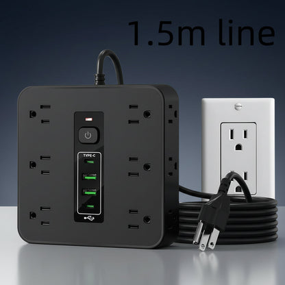 16-In-1 Power Strip with Switch & Surge Protection, Multifunctional Power Strip with 12AC Outlets & 2 USB & 2 Type-C, USB Ports Socket for Office, Home and Travel, Wall Outlet Extender,Power Socket Expander