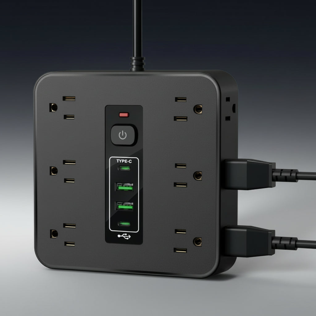 16-In-1 Power Strip with Switch & Surge Protection, Multifunctional Power Strip with 12AC Outlets & 2 USB & 2 Type-C, USB Ports Socket for Office, Home and Travel, Wall Outlet Extender,Power Socket Expander