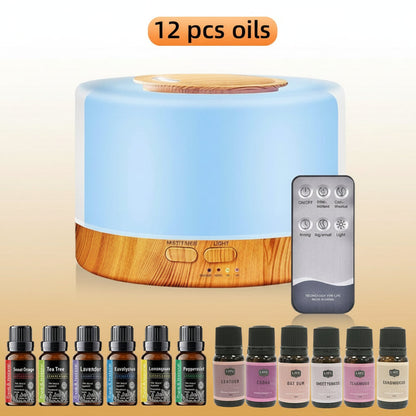 16.91Oz Essential Oil Diffuser, Aromatherapy, Humidifier, Soothing LED Lights, 6 Oils Included