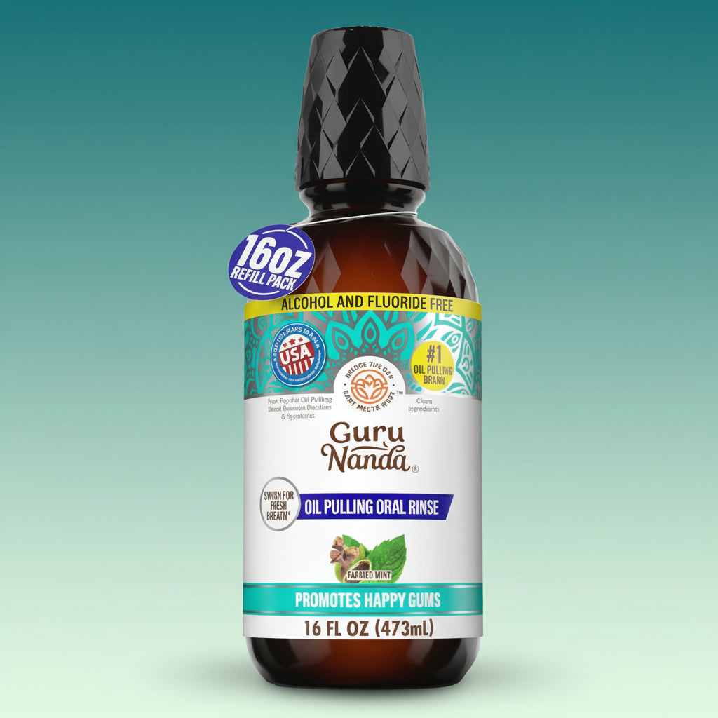 16Oz Refill Bottle - Gurunanda Cocomint Pulling Oil with 7 Essential Oils & Vitamins D, E & K2